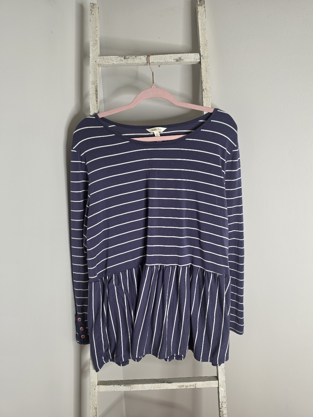 Matilda Jane Women's XXL amazing Day Peplum Blue White Stripe Top